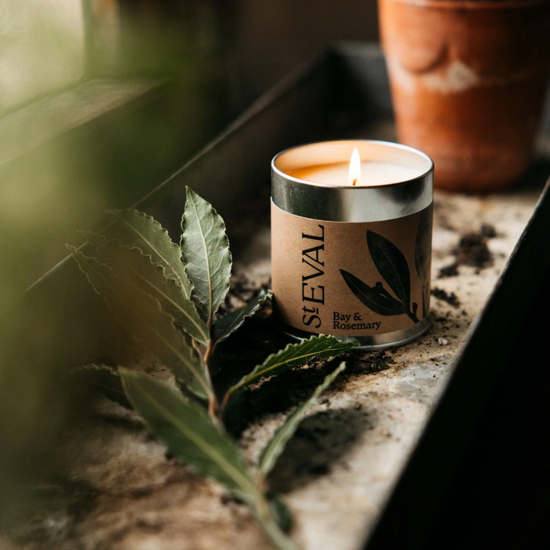 Bay & rosemary scented tin candle - Image 3