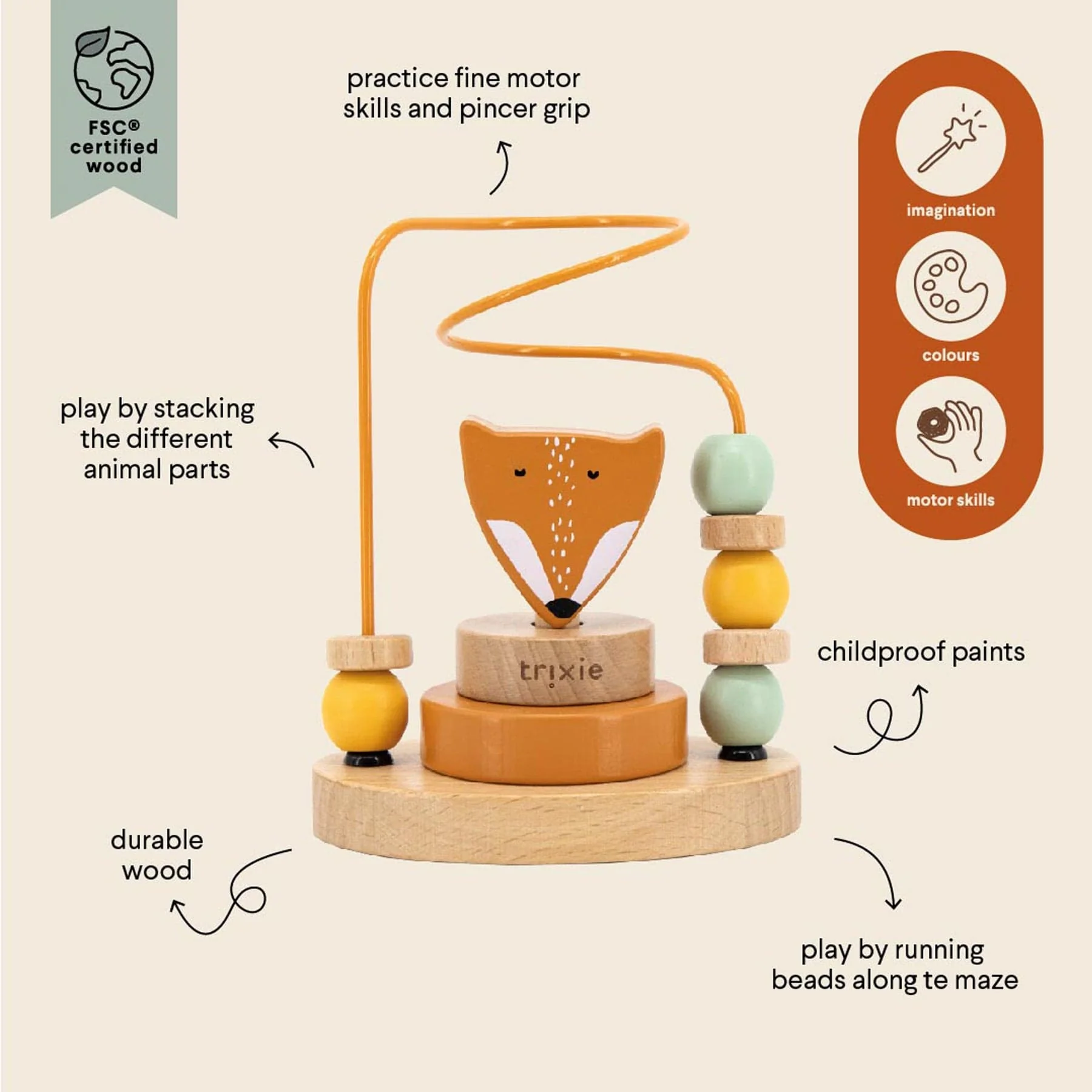 Wooden beads maze - fox - Image 3