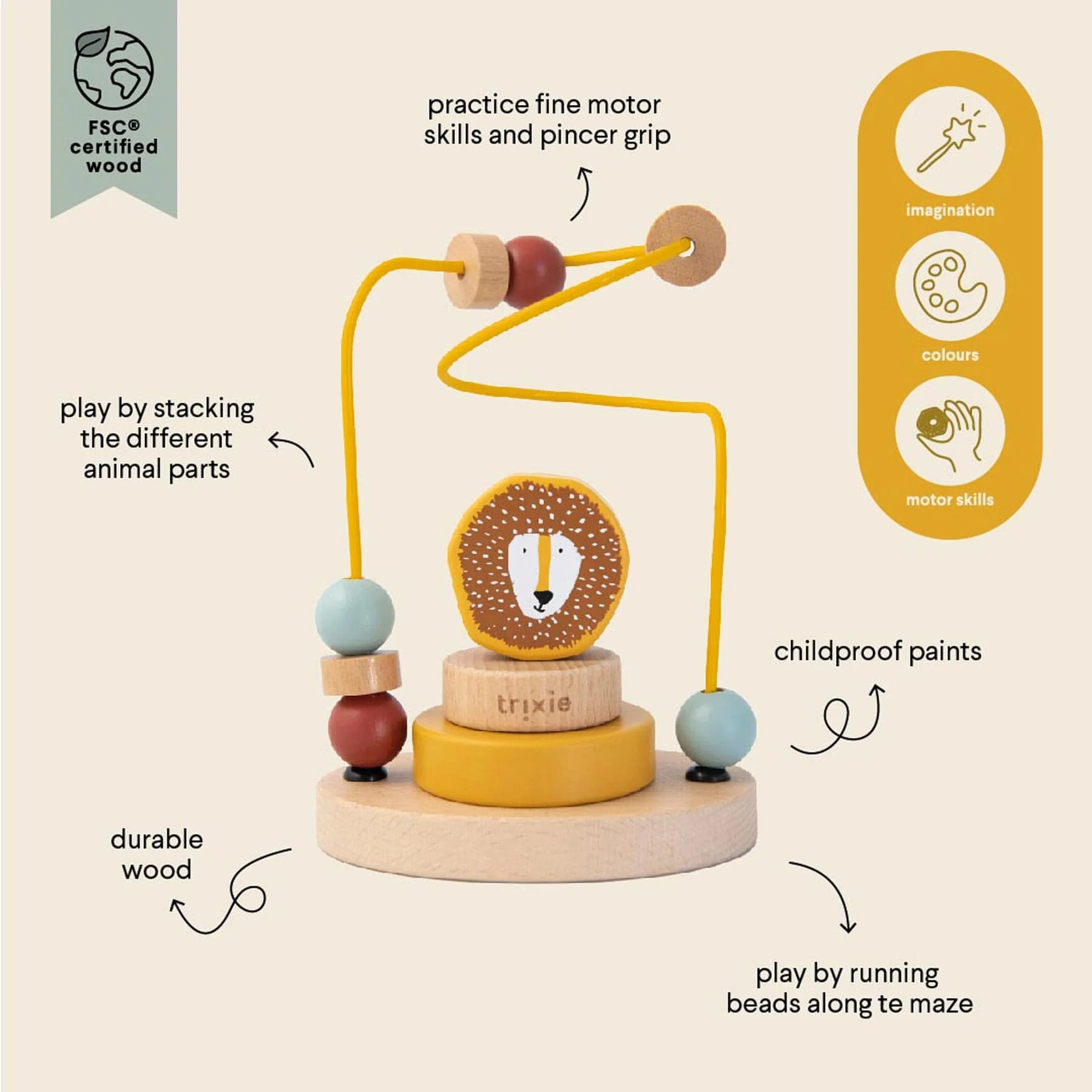 Wooden beads maze - lion - Image 3