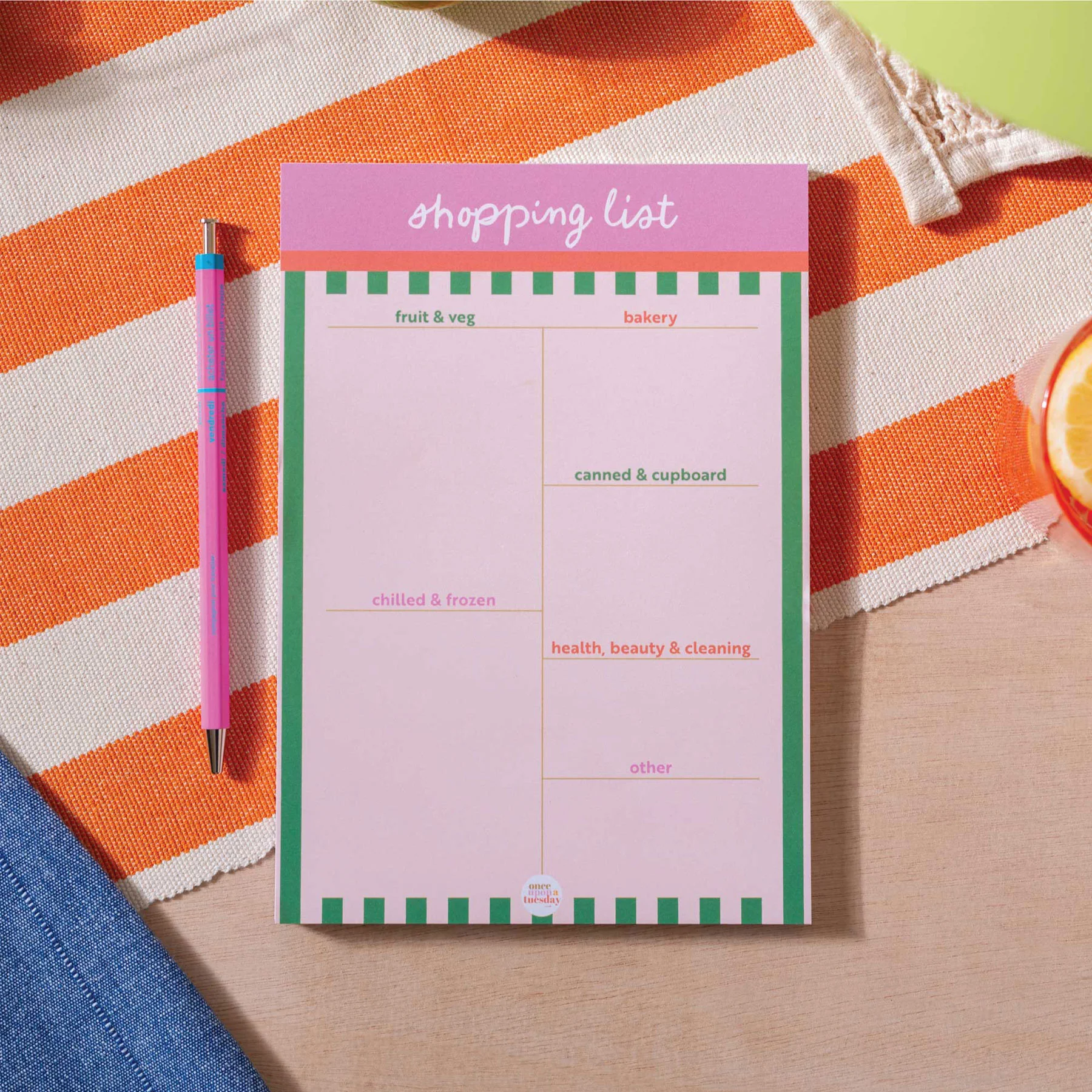 Cabana stripe A5 weekly shopping list pad - Image 4