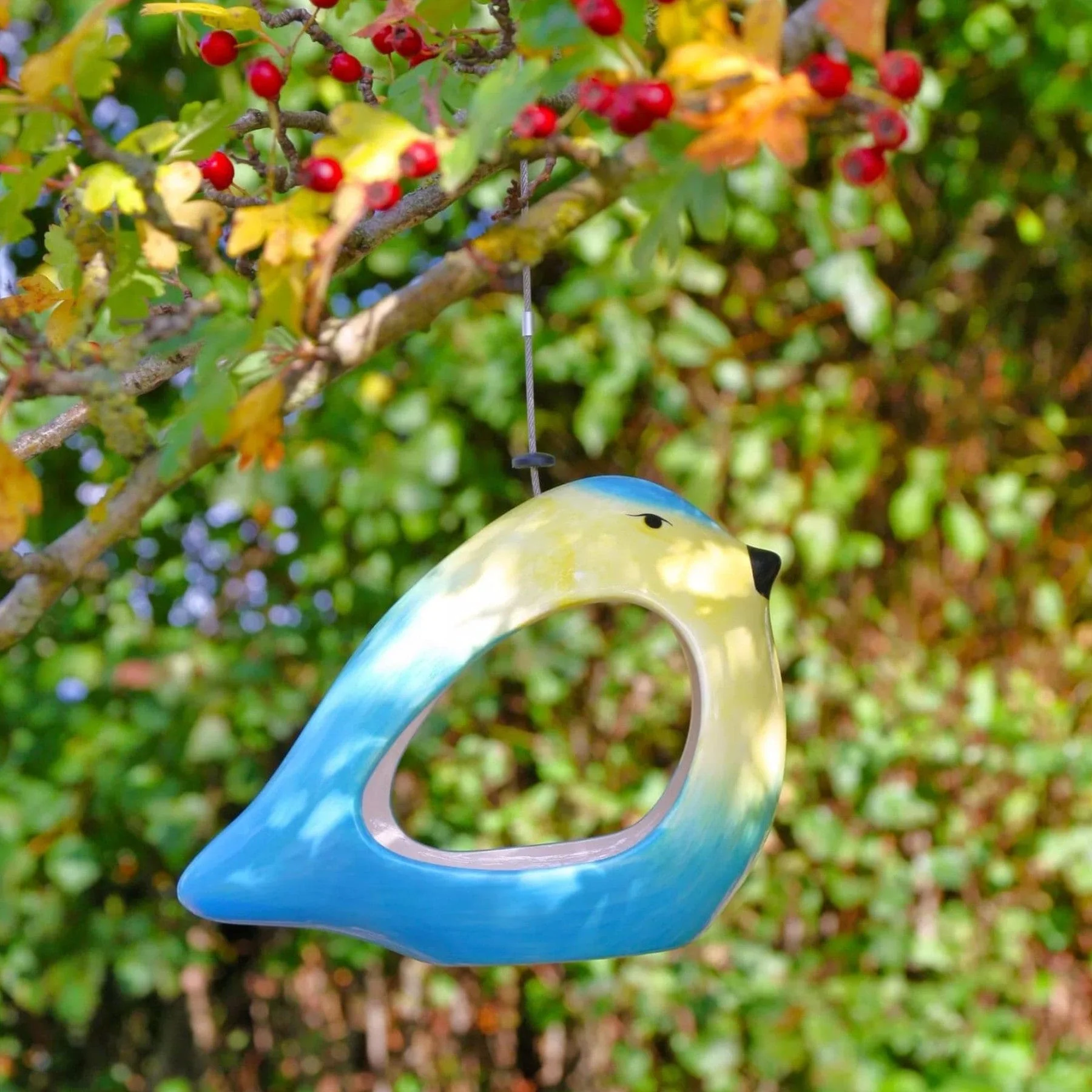 Ceramic blue tit bird feeder - Image 4