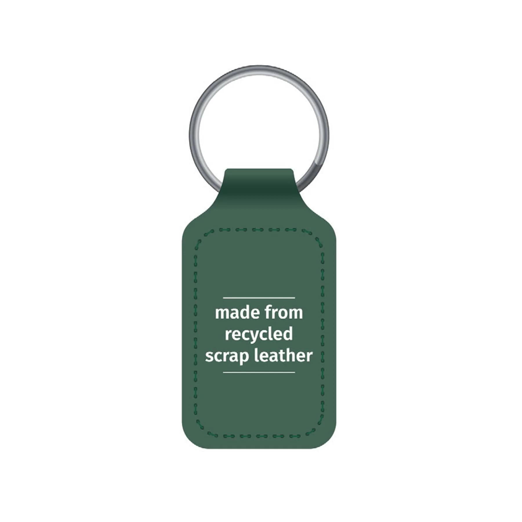 Green logo recycled leather keyring - Image 2