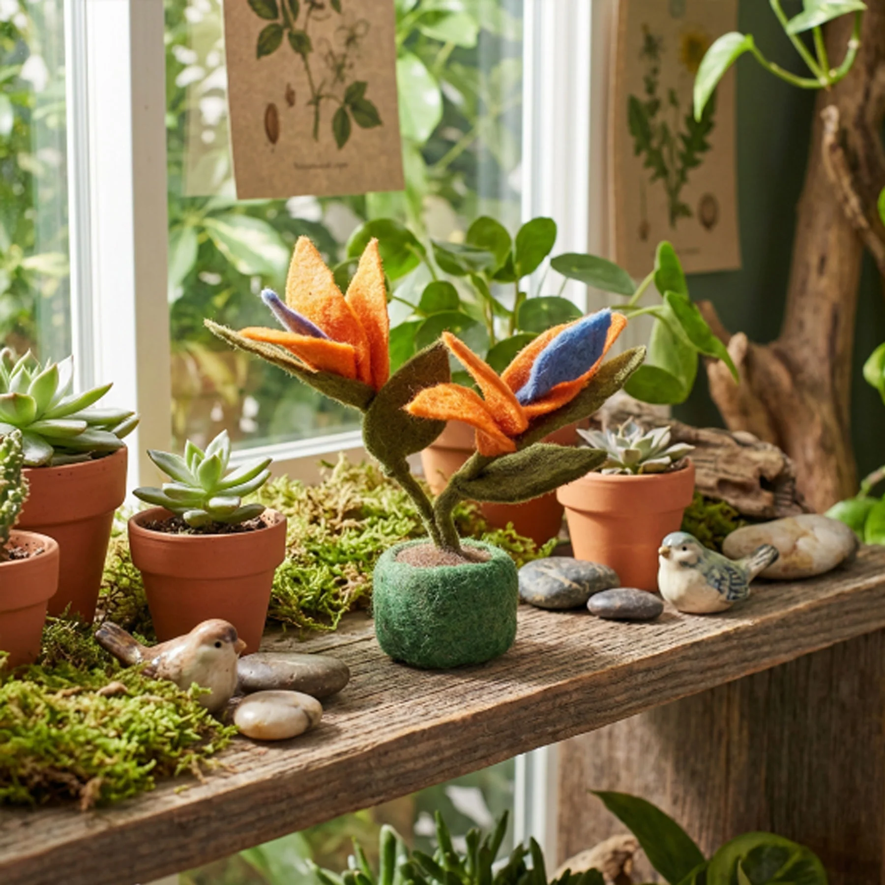 Felt bird of paradise plant decoration - Image 2