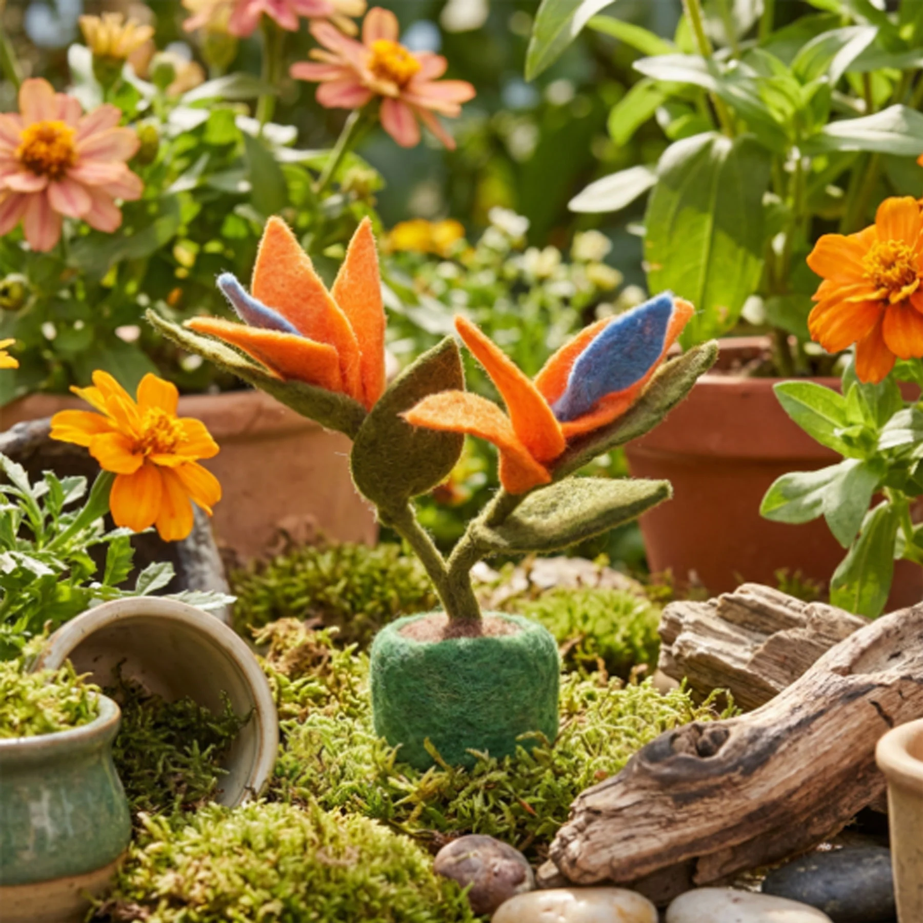 Felt bird of paradise plant decoration - Image 3