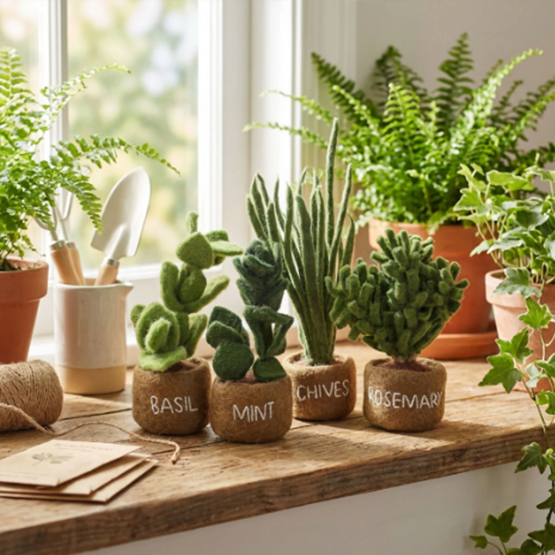 Felt potted herbs standing decoration - Image 6