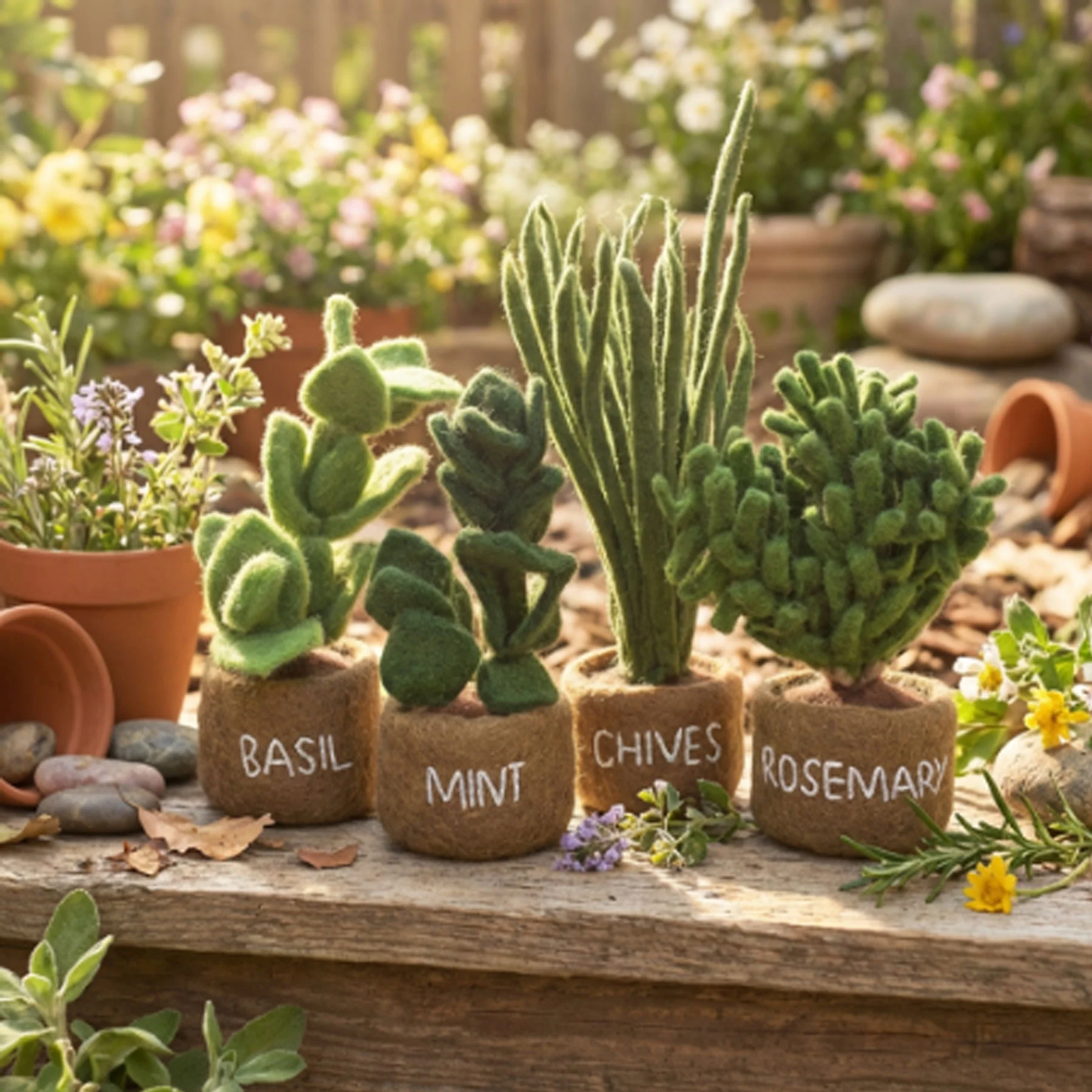 Felt potted herbs standing decoration - Image 7