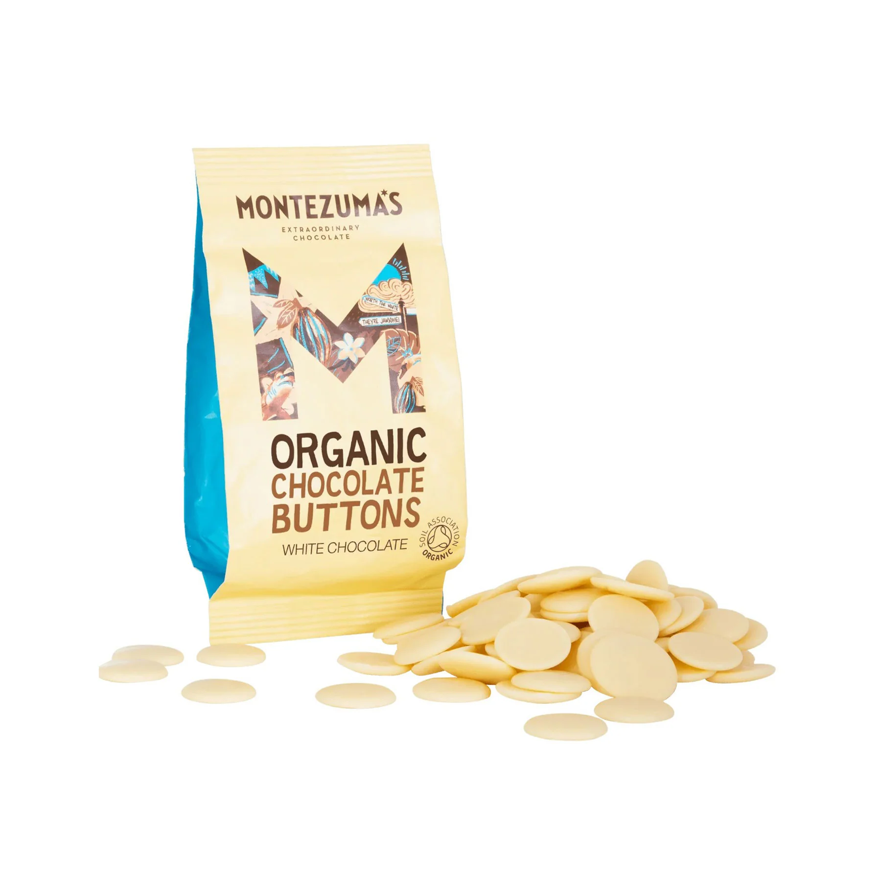 Organic white chocolate buttons 120g