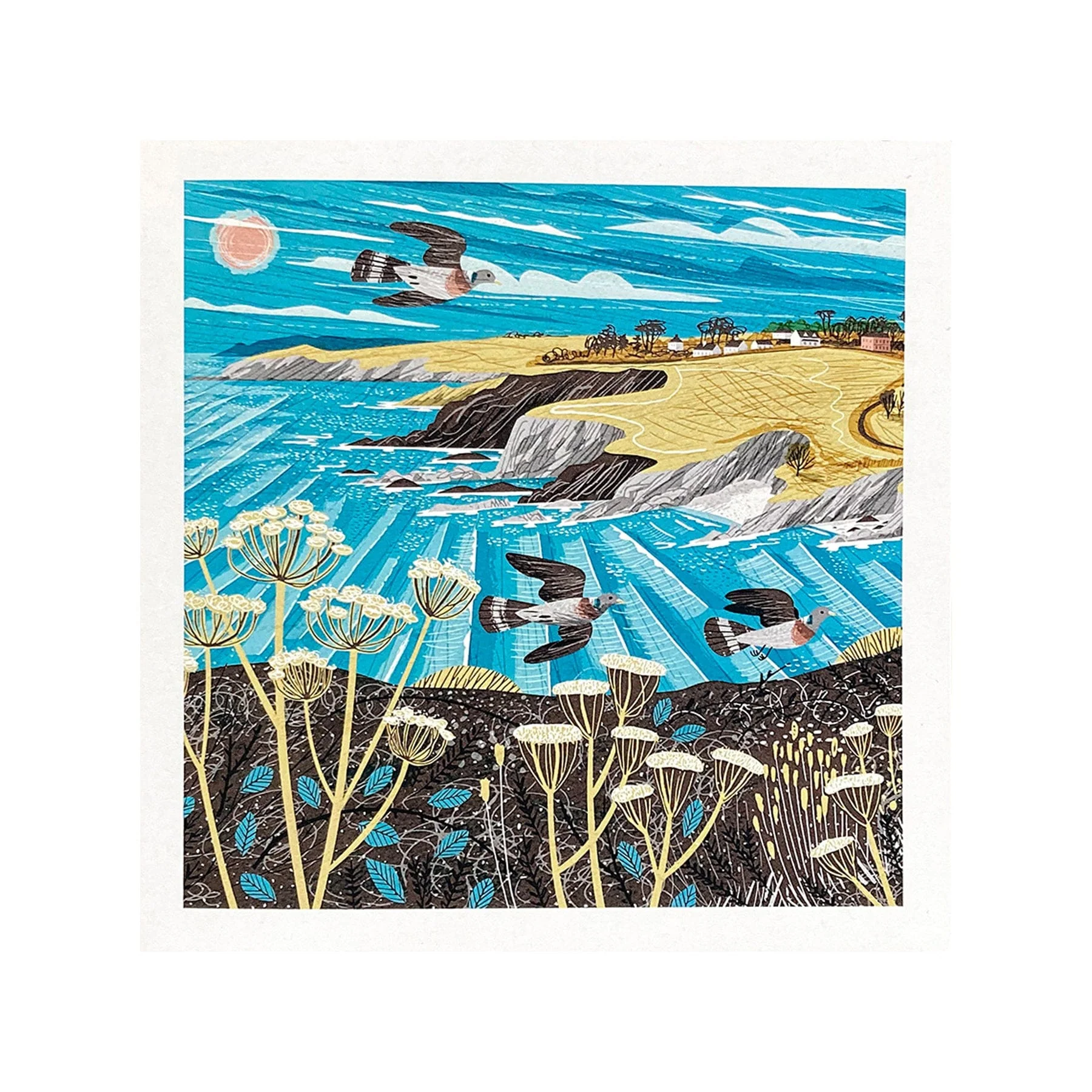 Maenporth coast path greetings card