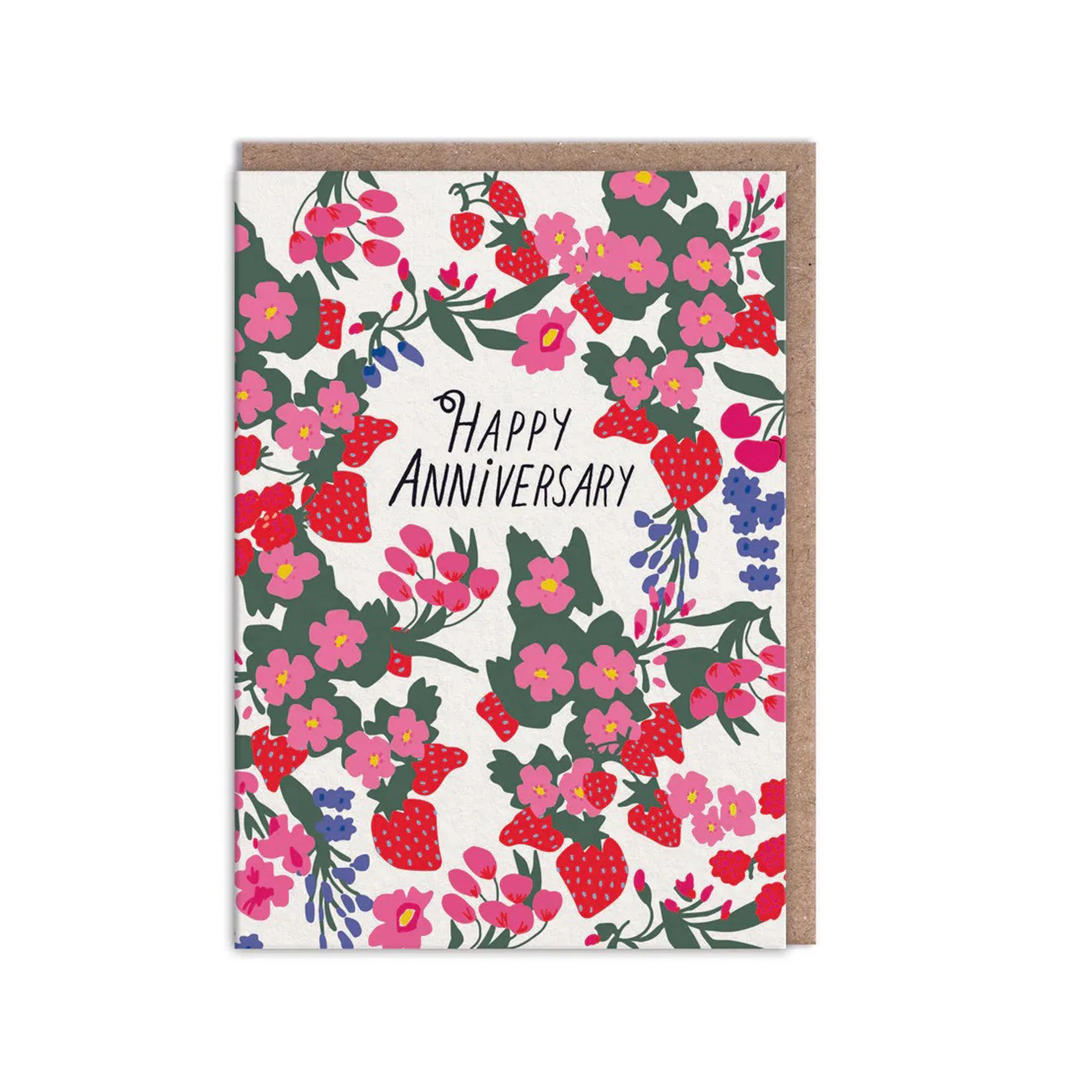 Red floral anniversary card