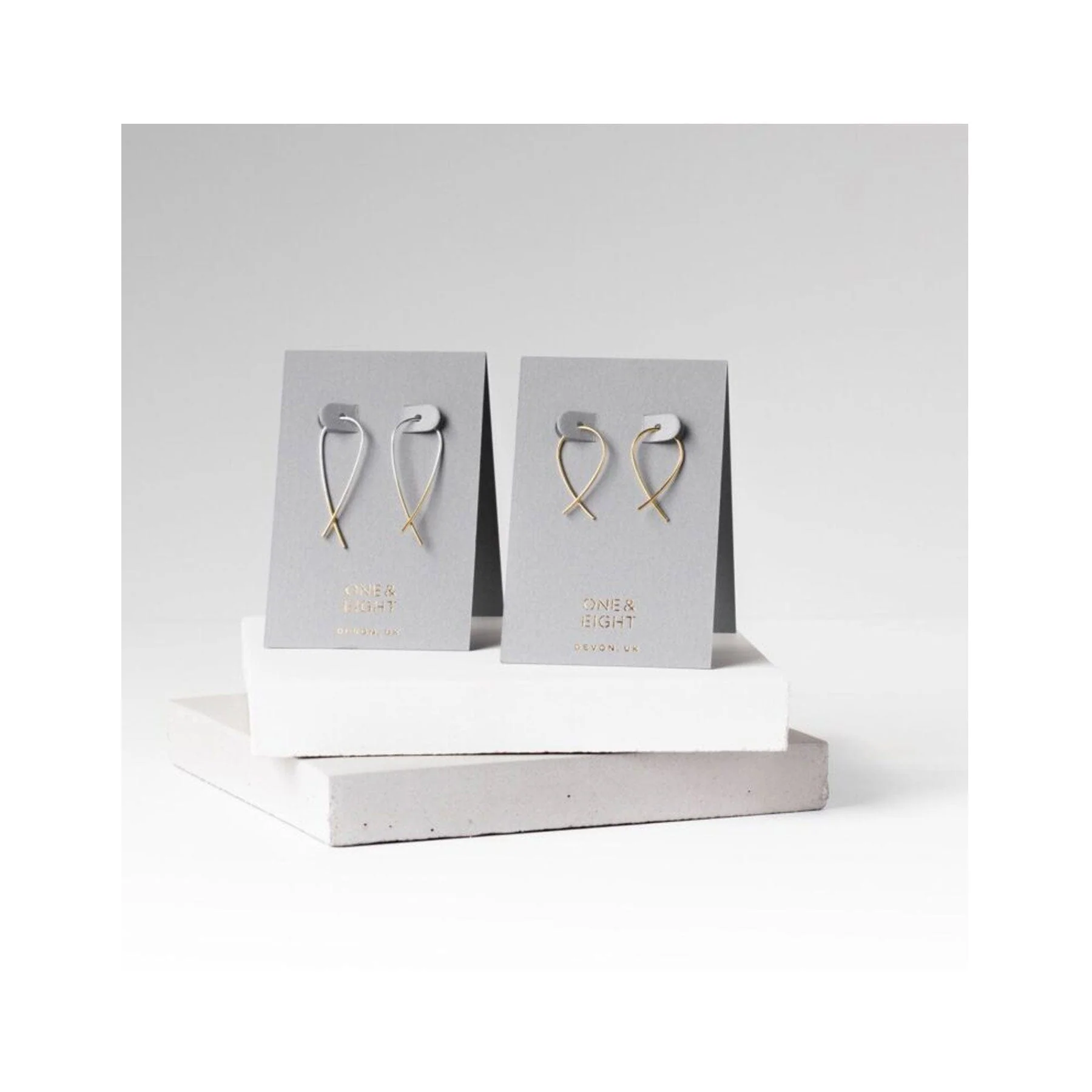 Silver cross over earrings gold dipped ends - Image 2