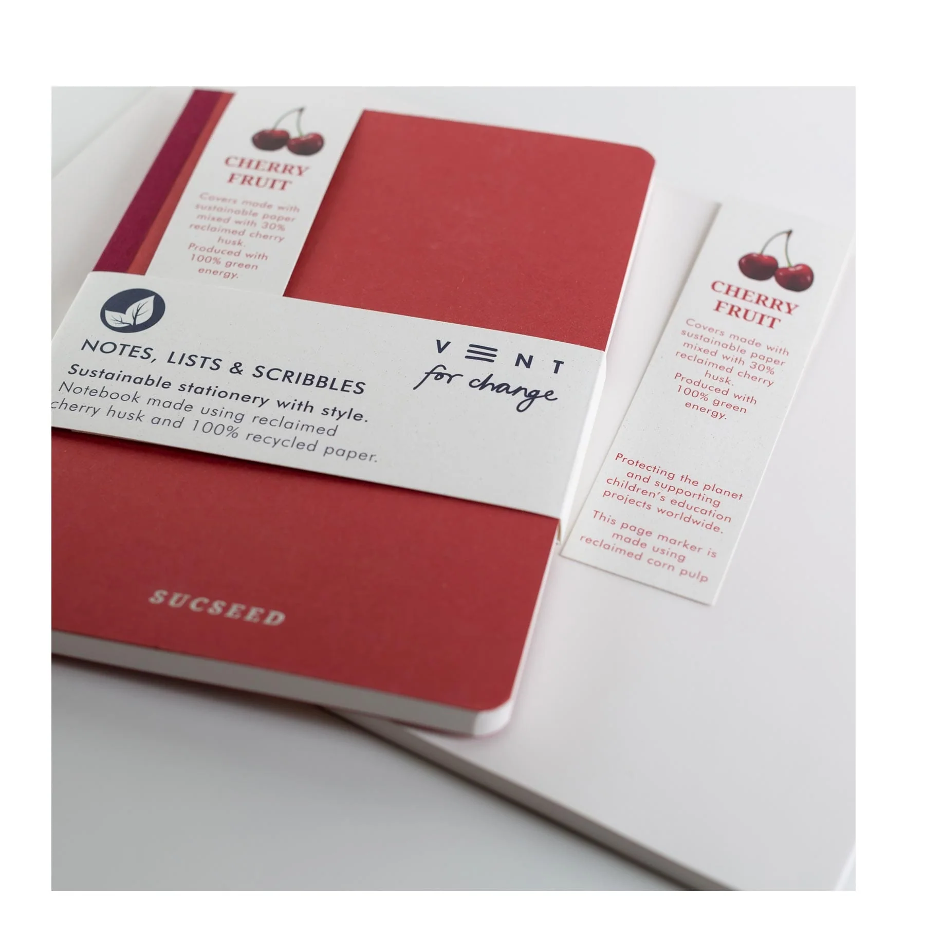 Recycled A5 notebook - cherry husk - Image 3