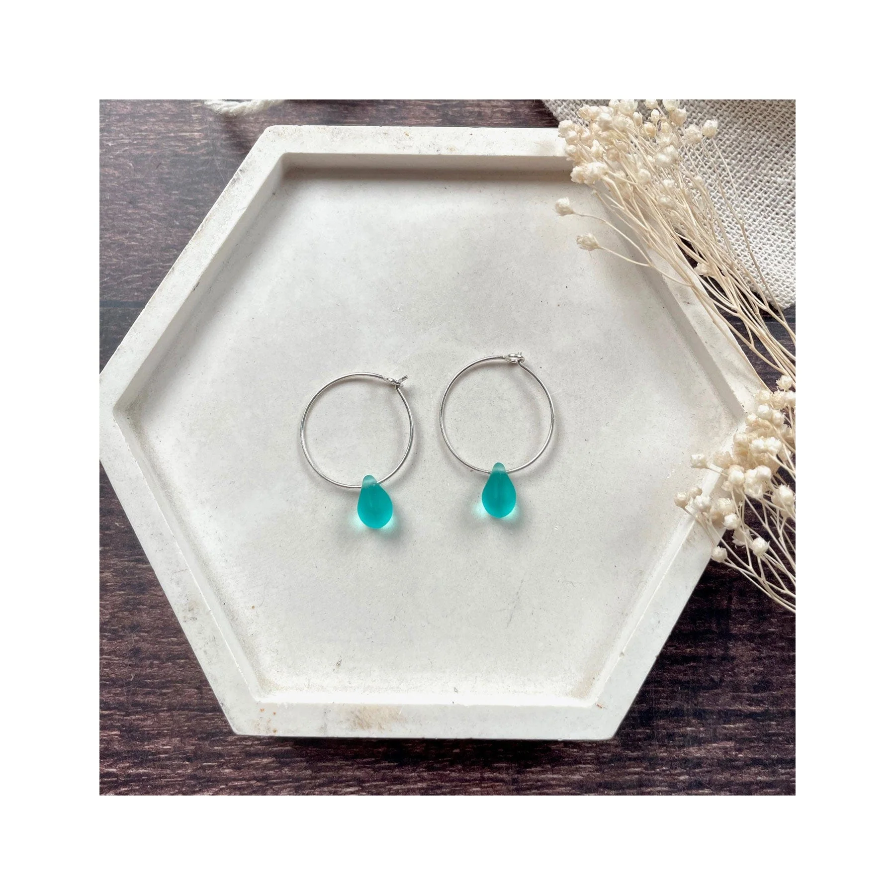 Teardrop earrings teal - Image 2